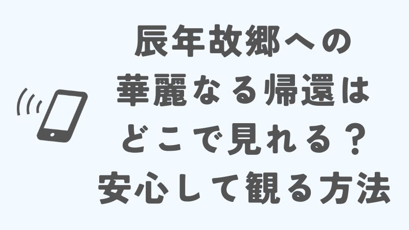 辰年故郷への華麗なる帰還はどこで見れる？安心・快適な視聴環境