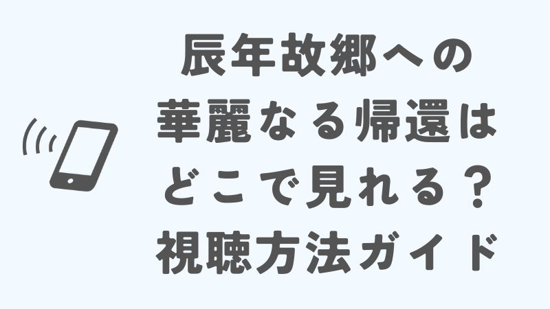 辰年故郷への華麗なる帰還はどこで見れる？視聴方法ガイド